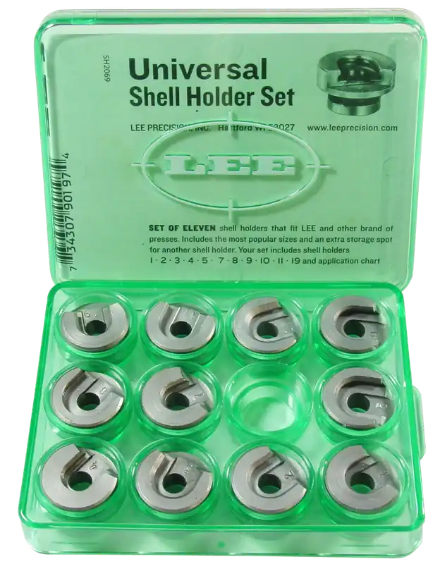 Lee Precision Universal Shell Holder Set, 11-Piece Kit for 115+ Cartridges with Storage Box 90197