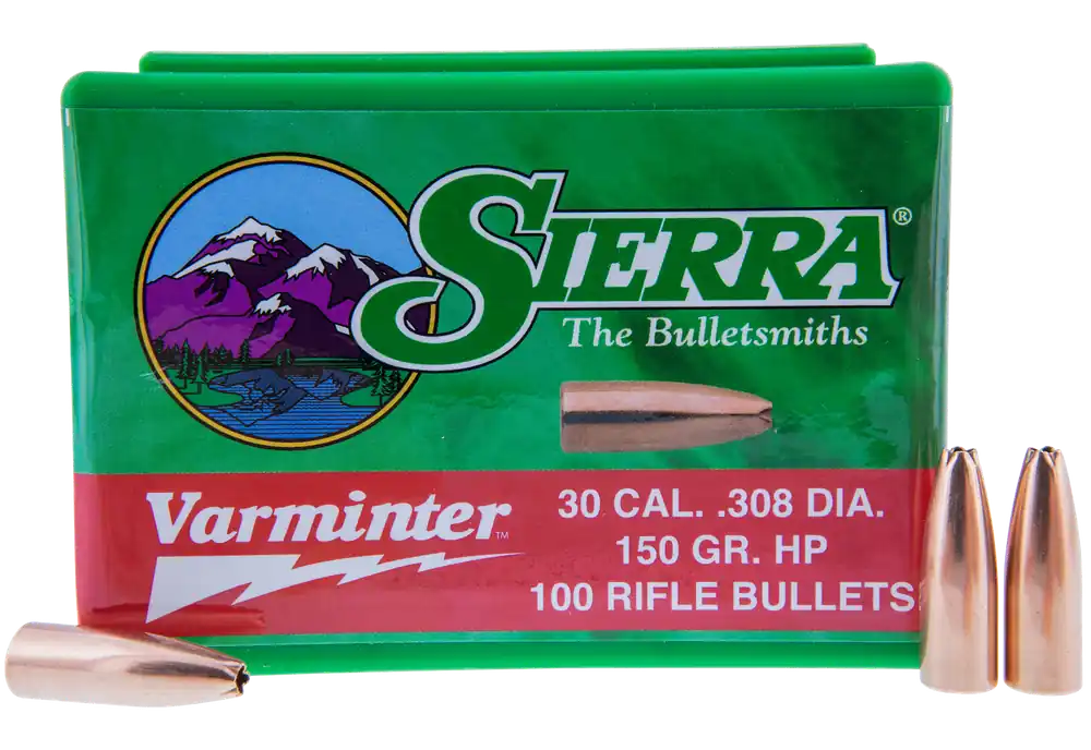Sierra Varminter .30 Cal 150gr Hollow Point Rifle Bullets, 100 Count Box 2136