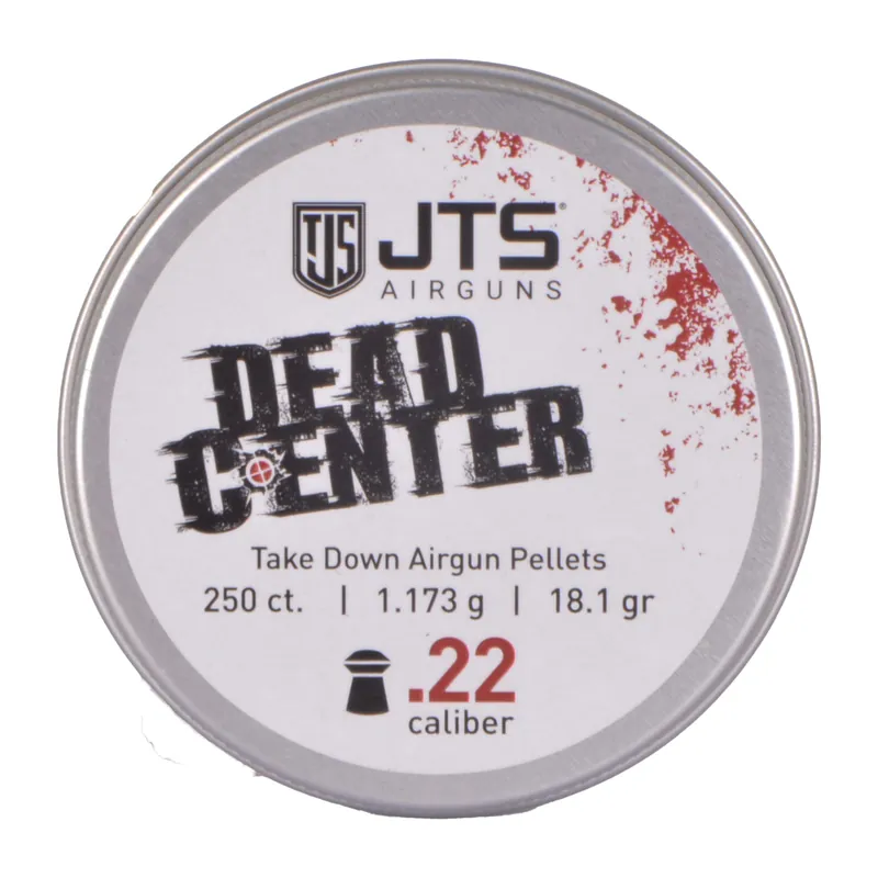 JTS Group Dead Center .22 Caliber 18.13gr Domed Airgun Pellets, 250-Count Tin JAC100