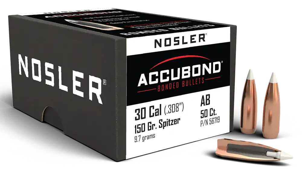 Nosler AccuBond Bonded Rifle Bullets .30 Cal 150gr Spitzer Boat Tail, 50 Count 56719