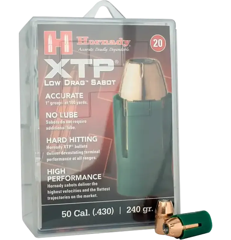 Hornady XTP Low Drag Sabot Muzzleloader Bullets .50 Cal/.44 240gr JHP 20 Count 6720