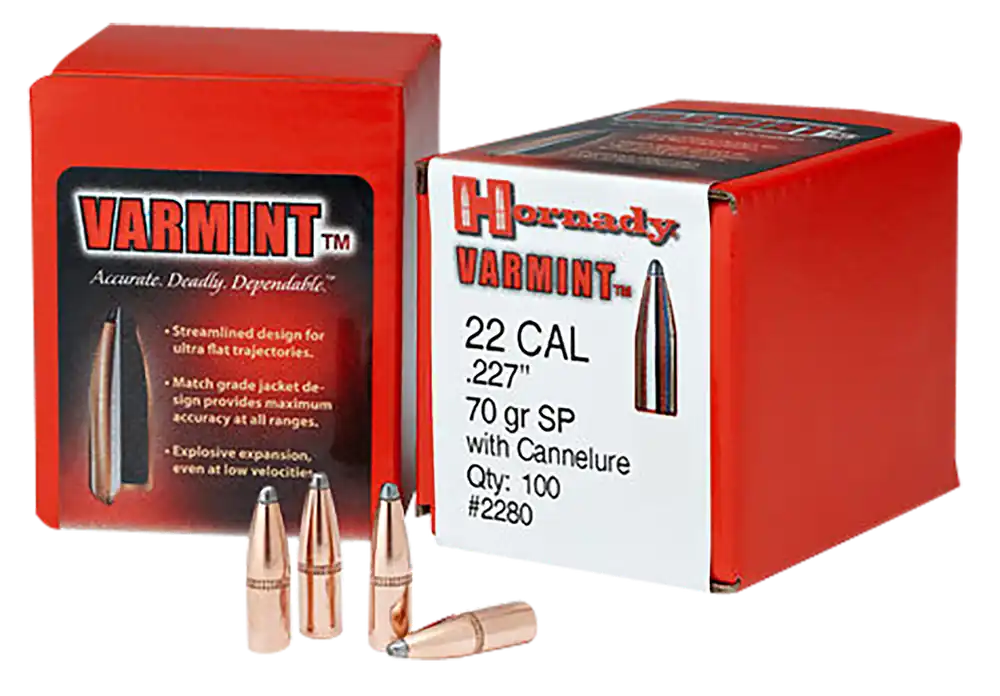 Hornady Traditional Varmint .224 50gr Spire Point Reloading Bullets 100 Count Box 2245