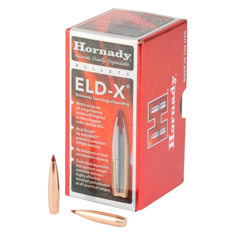 Hornady ELD-X .257 25 Cal 128 Grain Heat Shield Tip Rifle Bullets 100 Count 25417