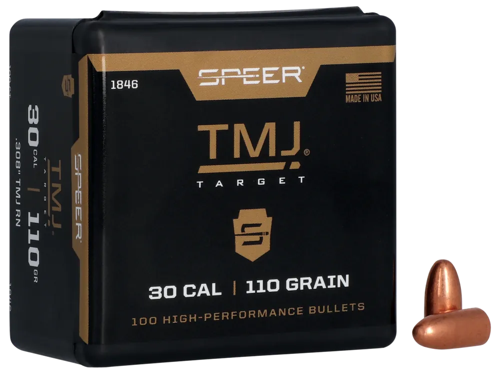 Speer Ammo Total Metal Jacket Round Nose Reloading Bullets .30 Cal 110 Grain, 100/Box 1846