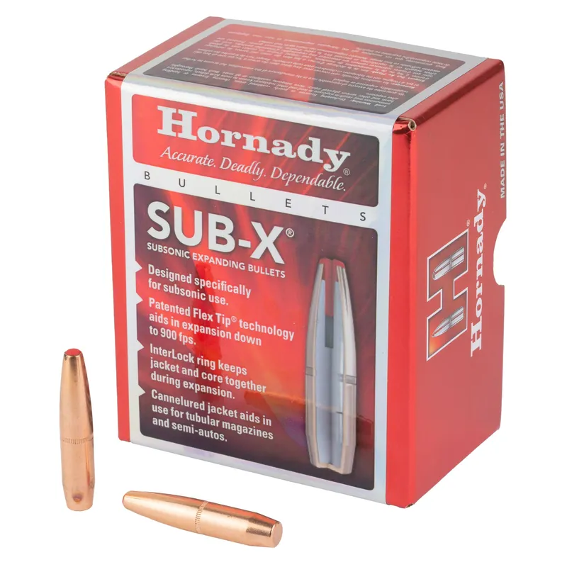 Hornady Sub-X .338 Cal 307gr Subsonic Expanding Rifle Bullets with Flex Tip, 50ct 33394