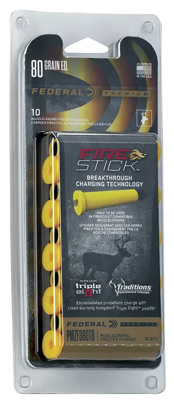 Federal Premium FireStick Muzzleloader Charge 50 Caliber 80-Grain Eq, 10-Pack PMZFS80T8