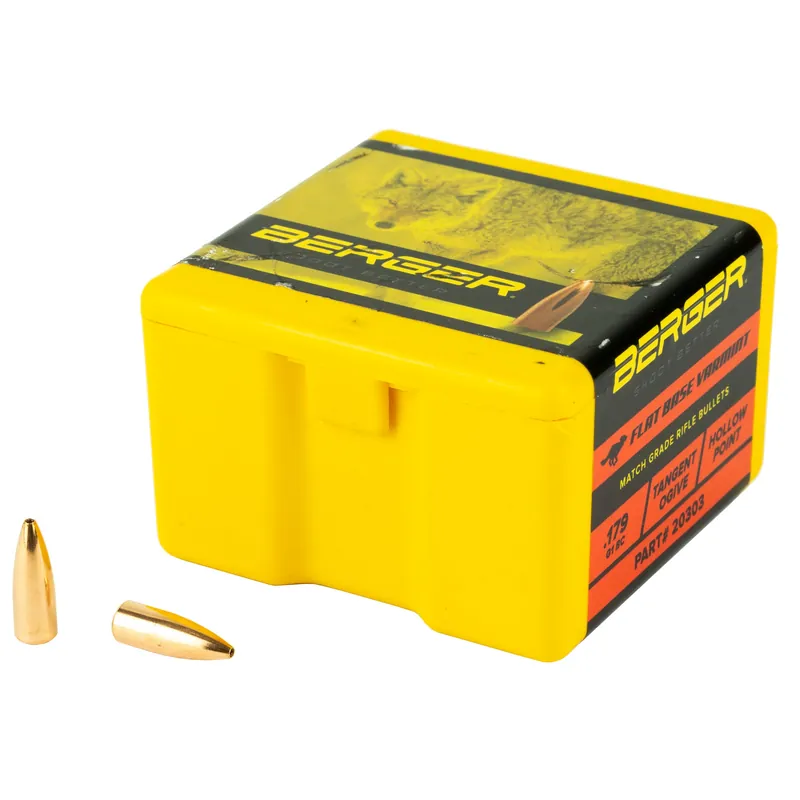 Berger Bullets Match Grade Varmint .204 35gr Flat Base HP Reloading Bullets 100ct 20303