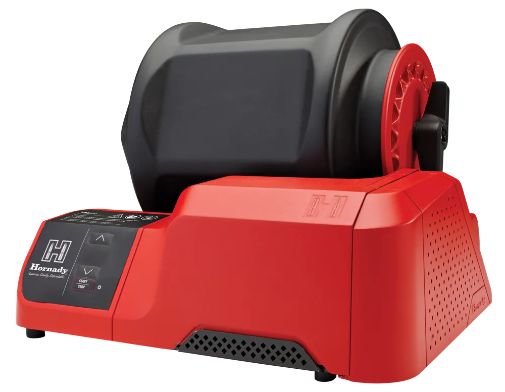 Hornady Rotary Case Tumbler Red with Steel Pin Media, 6-Liter Drum, Digital Timer, 050220