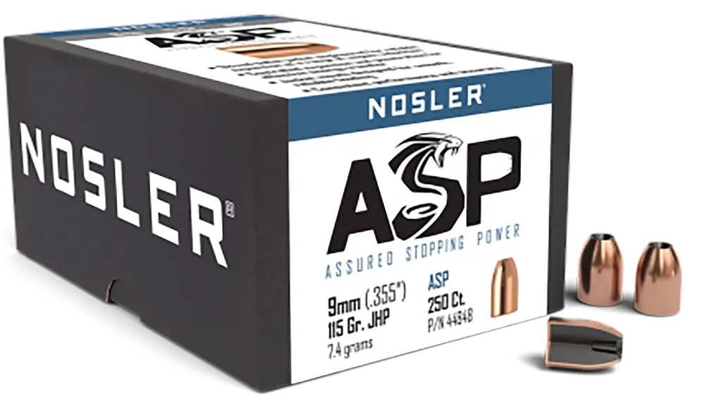 Nosler Assured Stopping Power 9mm 115gr Jacketed Hollow Point Reloading Bullets 250/Box 44848
