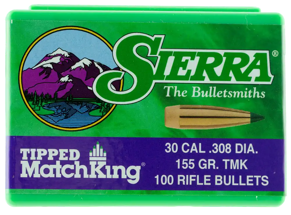 Sierra Tipped MatchKing (TMK) .30 Cal .308 155gr Match Rifle Bullets 100/Box 7755