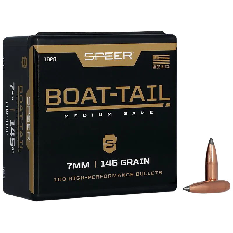 Speer Ammo Boat-Tail 7mm/.284 145gr Jacketed Soft Point Boat Tail Rifle Bullets 1628