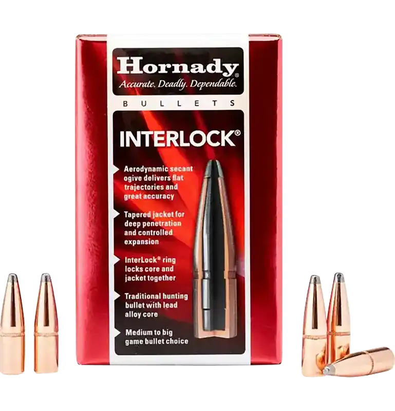 Hornady InterLock .32 Cal .321 170gr Flat Point Rifle Bullets, 100 Count Box 3210