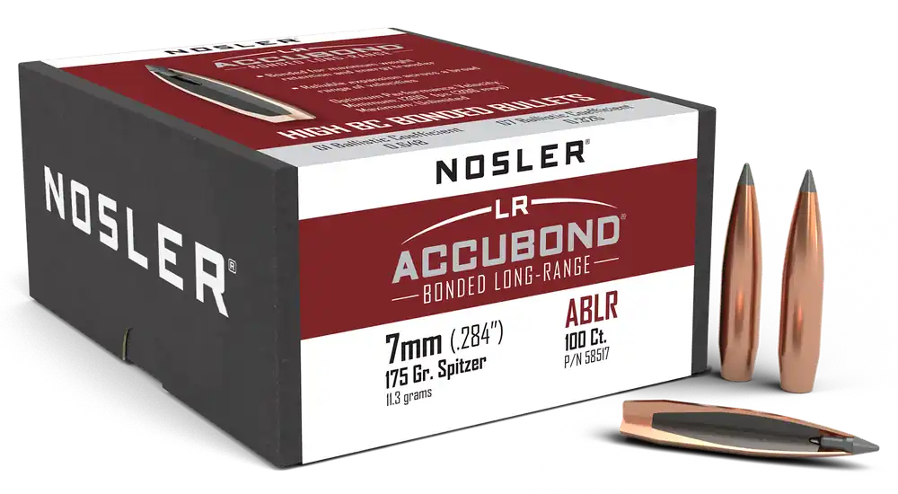 Nosler AccuBond Long Range 7mm 175gr Spitzer Polymer Tip Bonded Bullets 100/Box 58517