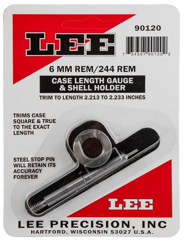 Lee Case Length Gauge & Shell Holder for 6mm Remington/.244 Remington, Hardened Steel 90120