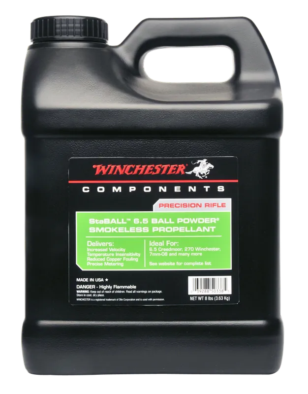 Winchester Powder StaBALL 6.5 Temperature-Insensitive Ball Rifle Powder, 8 lb Jug STABALL8