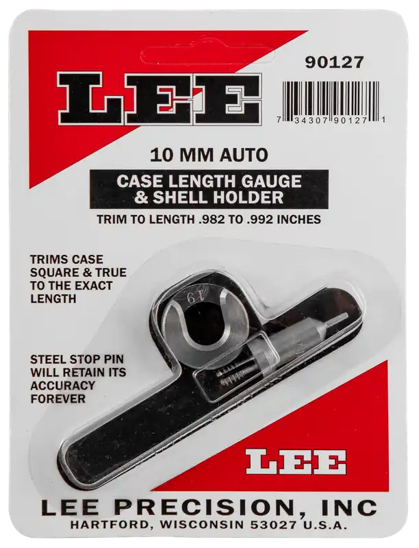 Lee 10mm Auto Case Length Gauge & Shell Holder Steel Trim Tool Set 90127
