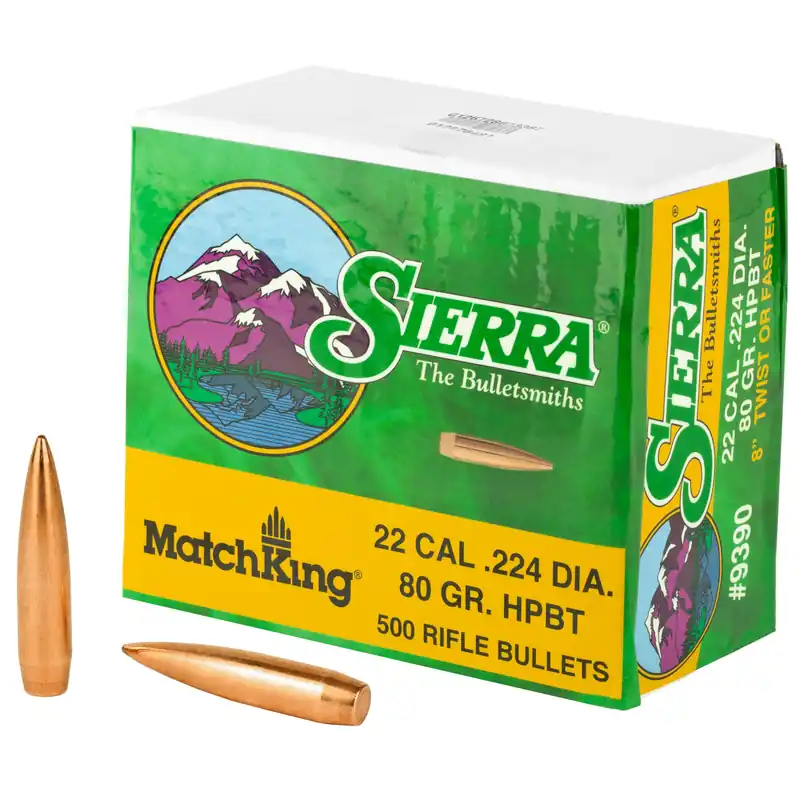 Sierra Bullets MatchKing .224 80gr HPBT Competition Rifle Bullets, 500 Count 9390