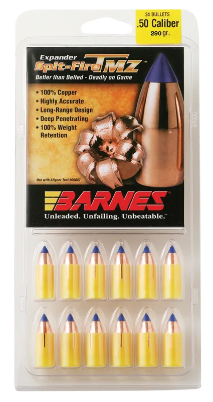 Barnes Bullets Spit-Fire TMZ .50 Cal 290gr Copper Polymer Tip Muzzleloader Bullets 24ct 30604