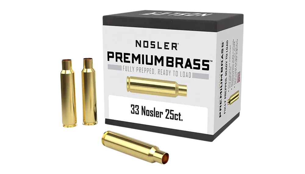 Nosler Premium Unprimed Rifle Brass Cases for 33 Nosler, 25-Count Box 10222