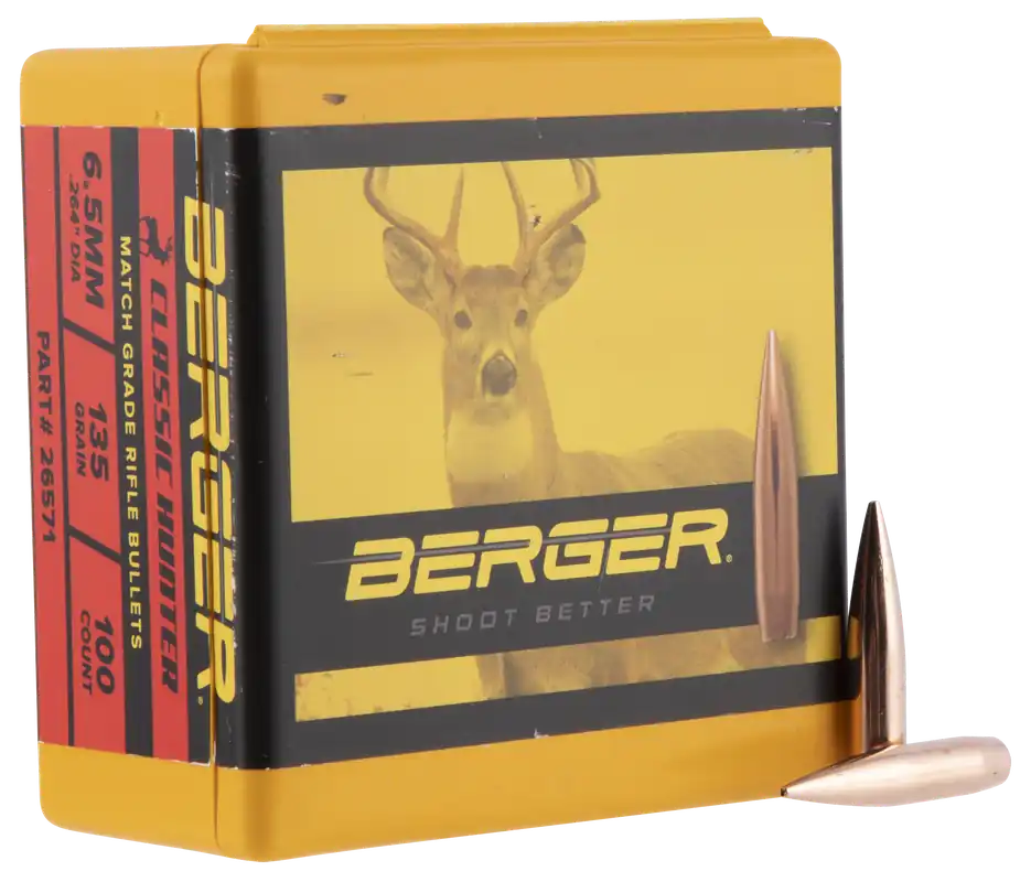 Berger Bullets Classic Hybrid Hunter Match Grade 6.5mm 135gr Boat Tail Bullets 100/Box 26571