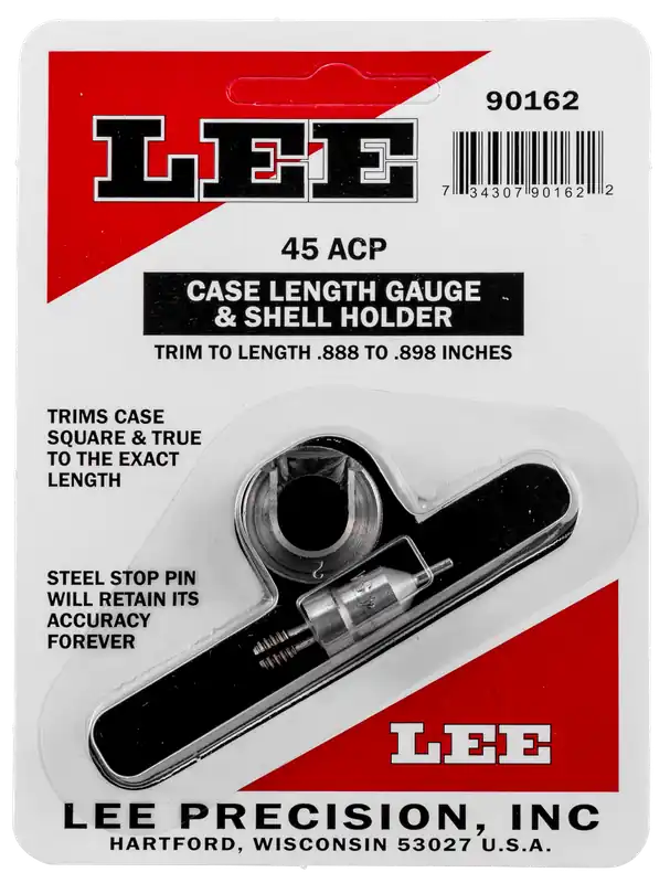 Lee Case Length Gauge & Shell Holder for .45 ACP Brass Trimming, Steel, 90162