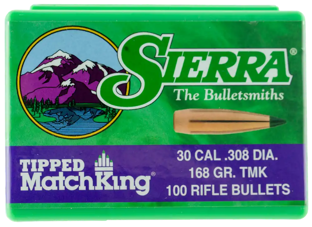 Sierra Tipped MatchKing .30 Cal .308 168gr Polymer Tip Boat Tail Rifle Bullets 100ct 7768