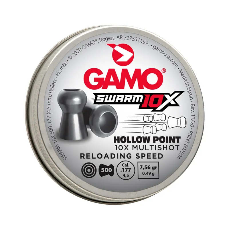 Gamo USA Swarm 10X .22 Hollow Point Air Gun Pellets, 250-Count Tin, 15.43gr 6322547BL54