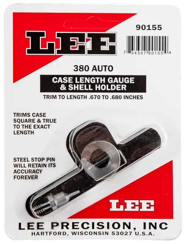 Lee Precision Case Length Gauge & Shell Holder for .380 ACP Brass Trimming and Squaring 90155