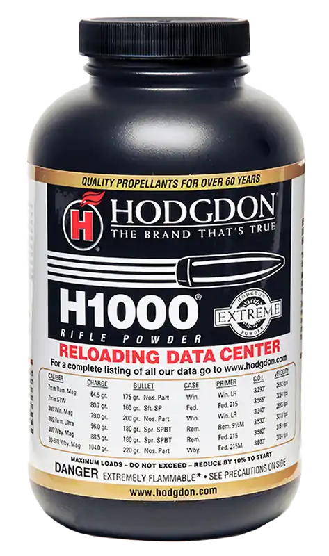 Hodgdon Extreme H1000 Smokeless Rifle Powder, Slow-Burning Extruded, 1 lb 10001
