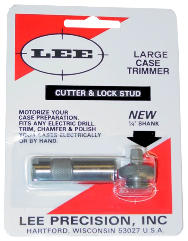 Lee Precision Large Case Trimmer Cutter & Lock Stud, Drill-Compatible 1/4in Shank 90401
