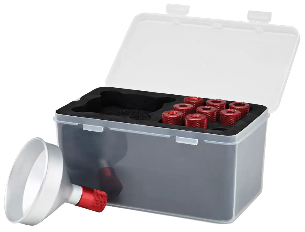 Hornady Premium Powder Funnel Kit, High-Capacity Non-Static Aluminum w/ 9 Bushings, 586059
