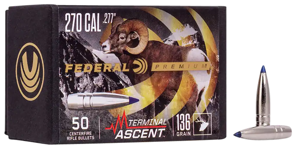 Federal Premium Terminal Ascent .277 136gr Bonded Component Rifle Bullets, 50/Box PB277TA1