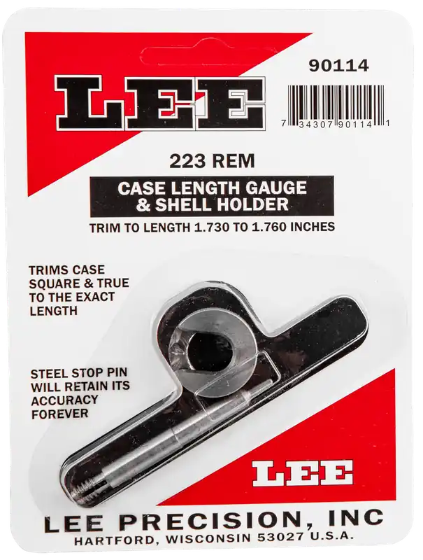 Lee Precision .223 Rem Case Length Gauge & Shell Holder Steel Trimmer Accessory for Cutter/Lock Stud 90114