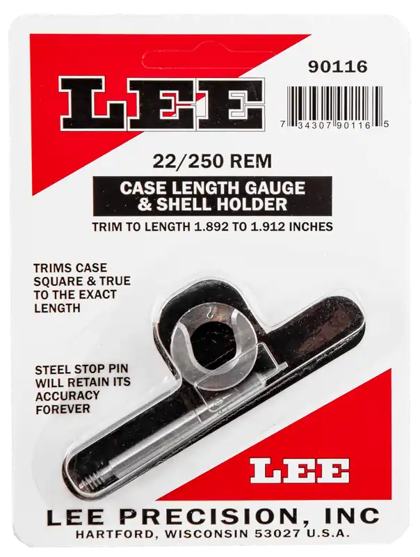 Lee Case Length Gauge & Shell Holder for .22-250 Remington, Trim 1.892-1.912 in 90116