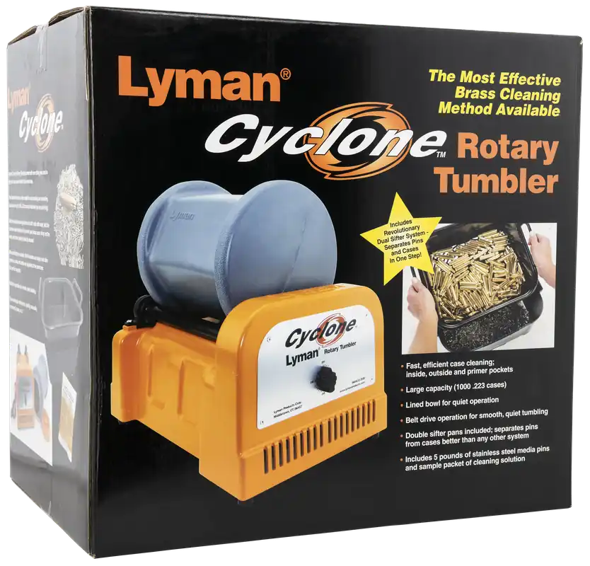 Lyman Cyclone Rotary Brass Tumbler Kit, 1000-Case Capacity, Stainless Pins & Timer 7631550