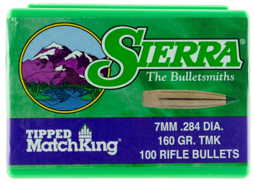 Sierra Tipped MatchKing 7mm (.284) 160gr Spitzer Boat Tail Bullets 100 Count 7660