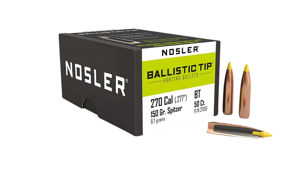 Nosler Ballistic Tip Hunting Bullets .270 Cal 150gr Spitzer Polymer Tip 50ct 27150