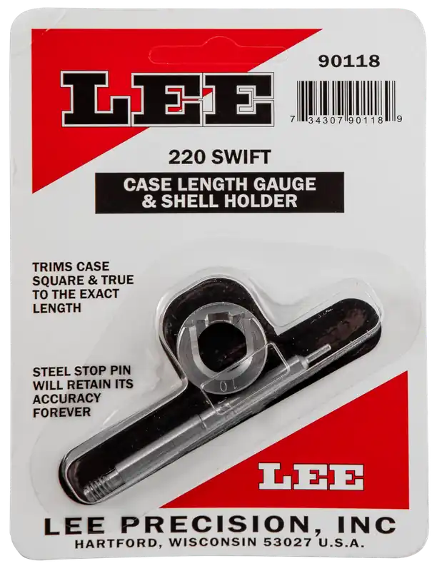 Lee Case Length Gauge & Shell Holder for .220 Swift Brass Trimming, Steel Stop Pin 90118