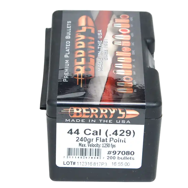 Berrys Superior Plated Pistol Bullets .44 Caliber (.429) 240 Grain Flat Point 200/Box 97080