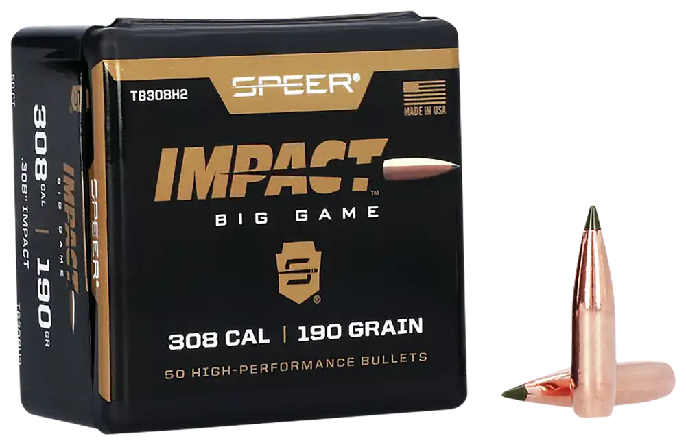 Speer Impact .308 190 Grain Reloading Bullets Slipstream Polymer Tip, 50 Count TB308H2