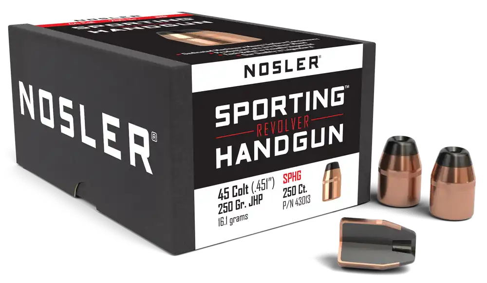 Nosler Sporting Handgun Revolver Bullets .45 Colt .451 250 Grain Jacketed Hollow Point 43013