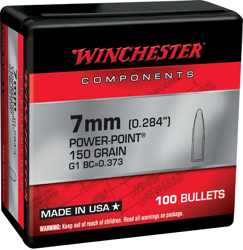 Winchester Ammo 7mm (.284) 150gr Power-Point Reloading Bullets, 100/Box (10/Case) WB7PP150X