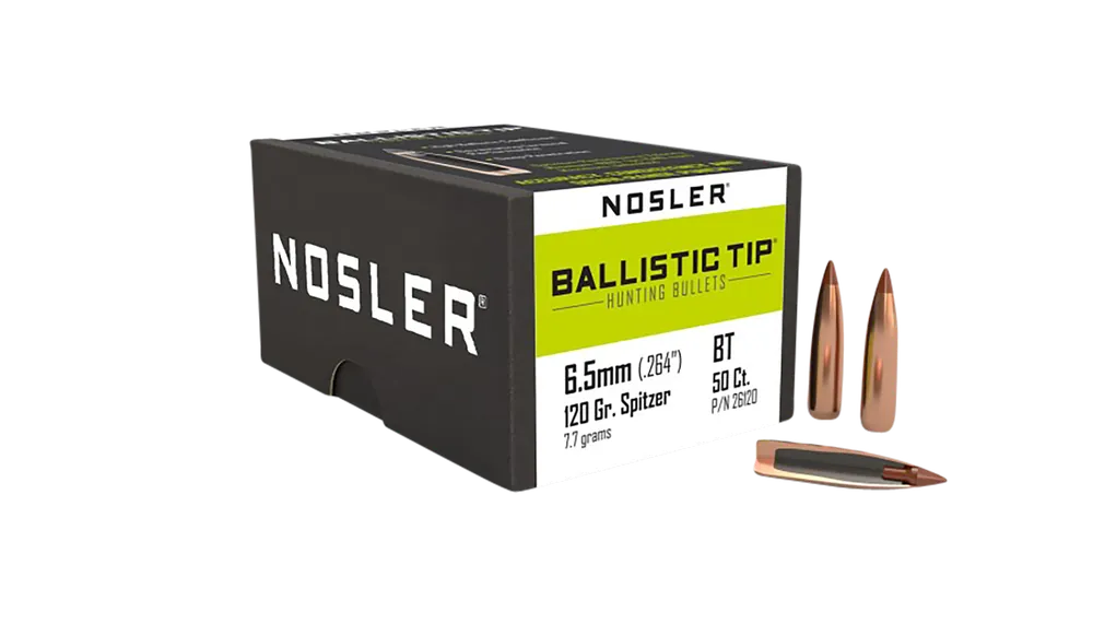 Nosler Ballistic Tip 6.5mm 120gr Spitzer Hunting Bullets, 50/Box 26120