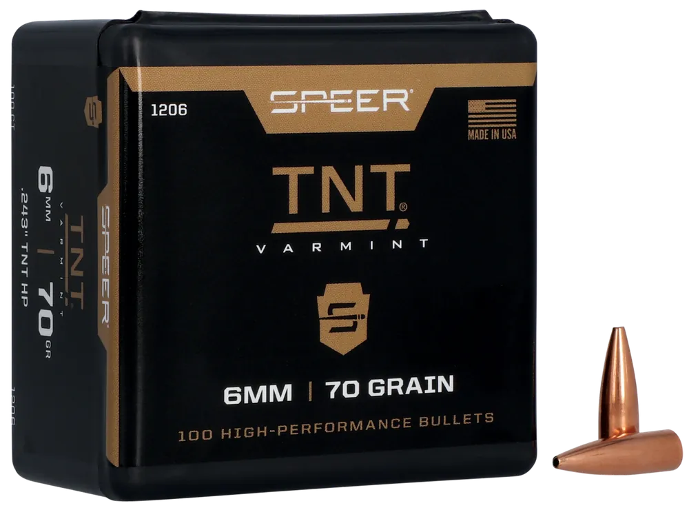 Speer TNT Varmint 6mm (.243) 70gr Jacketed Hollow Point Reloading Bullets 1206