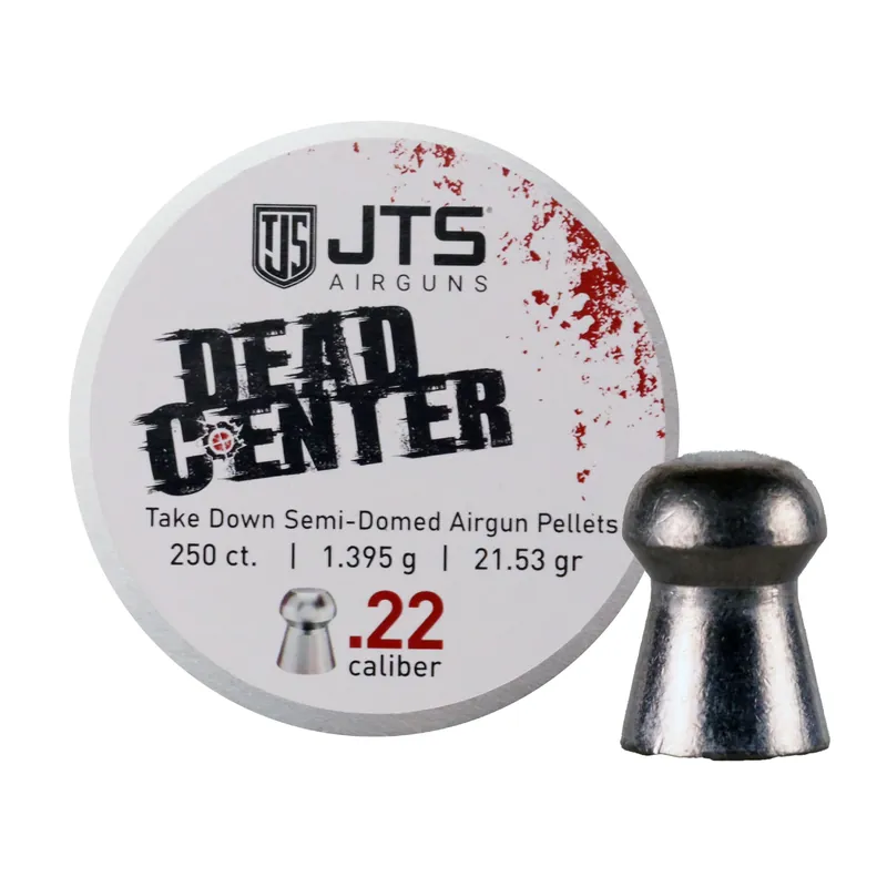 JTS Group Dead Center .22 Caliber Semi-Domed Airgun Pellets, 21.53 Grain 250 Count Tin JAC109