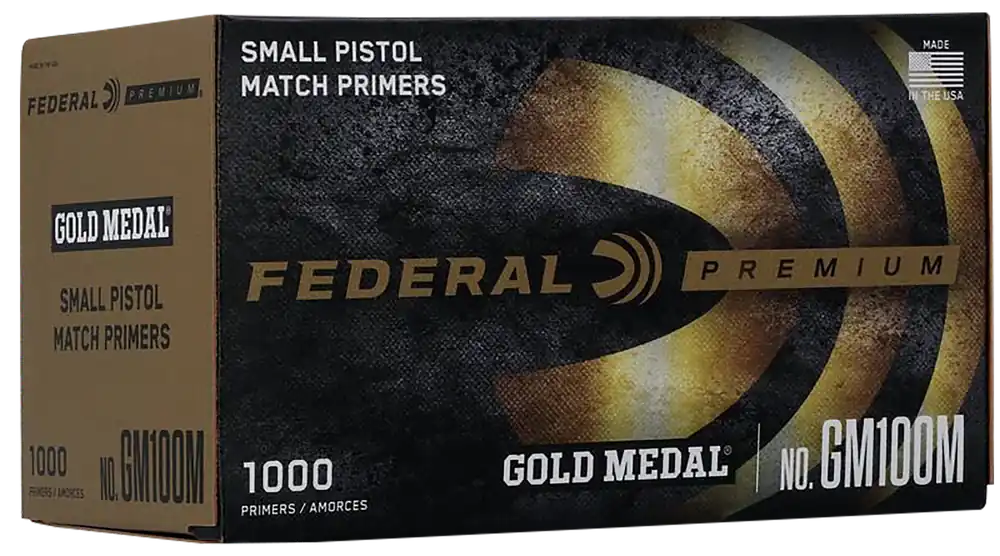 Federal Gold Medal Premium Small Pistol Match Primers, 1000 Count Box (5/Case) GM100M