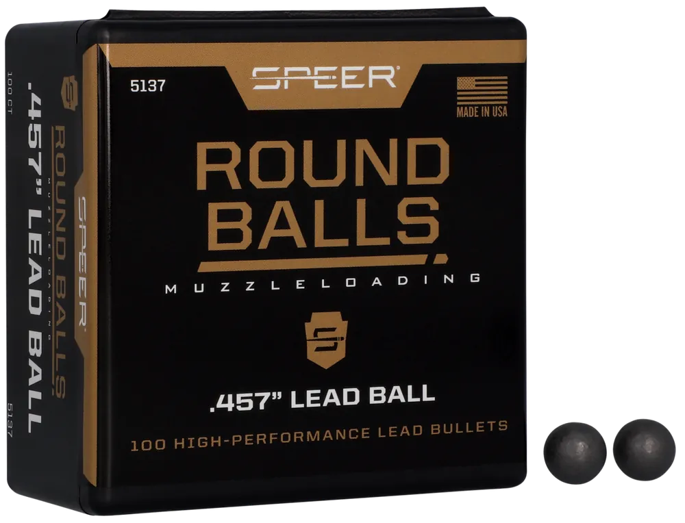 Speer Ammo .45 Caliber Lead Round Balls, .457 Inch 143gr 100 Count Per Box (5/Case) 5137