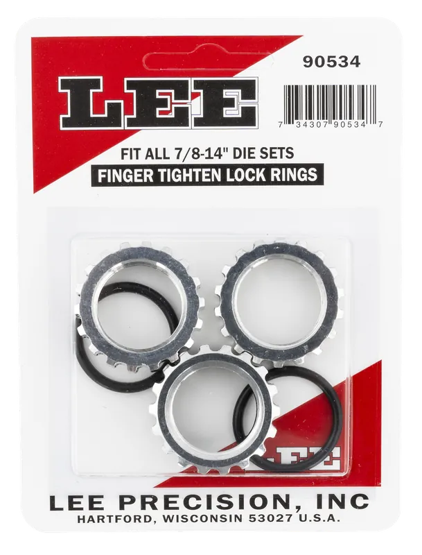 Lee Precision Self-Locking Die Lock Rings, 7/8-14 Thread, Aluminum 3-Pack 90534