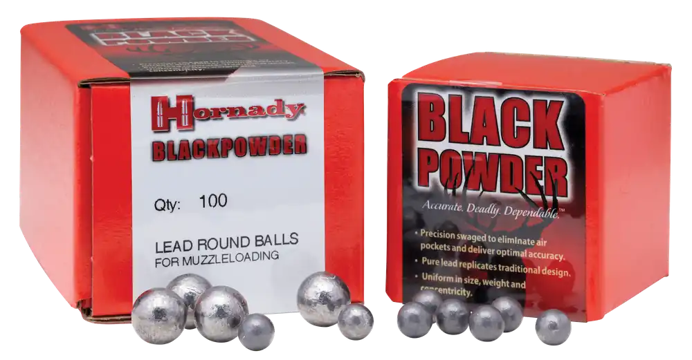 Hornady Black Powder .44 Cal .451 Lead Round Balls, 100 Count Box for Muzzleloading 6060