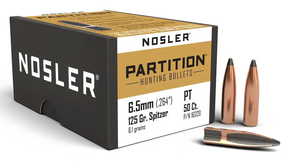 Nosler Partition 6.5mm (.264) 125 Grain Spitzer Hunting Bullets 50 Count 16320